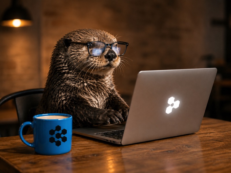 Devin's desktop - the otter hard at work